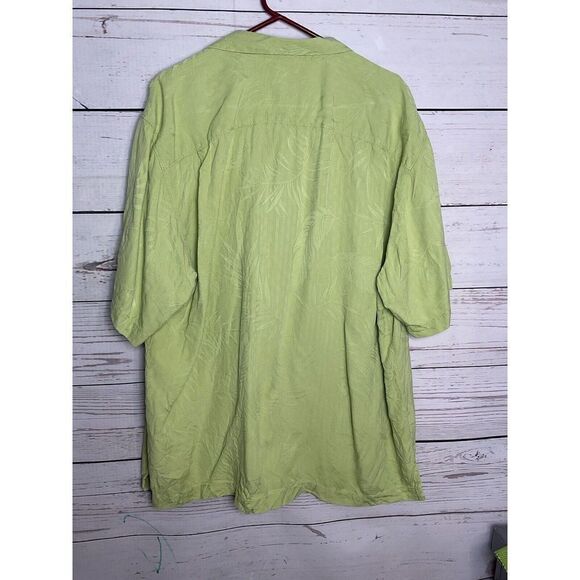 Tommy Bahama XL‎ Silk Green Short Sleeve Hawaiian Shirt Orchid Floral Textured - Picture 8 of 10
